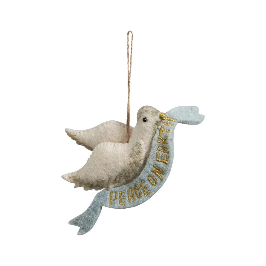 Handmade Wool Felt Dove Ornament