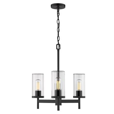 Kate 3 Light Black Matte Chandelier
