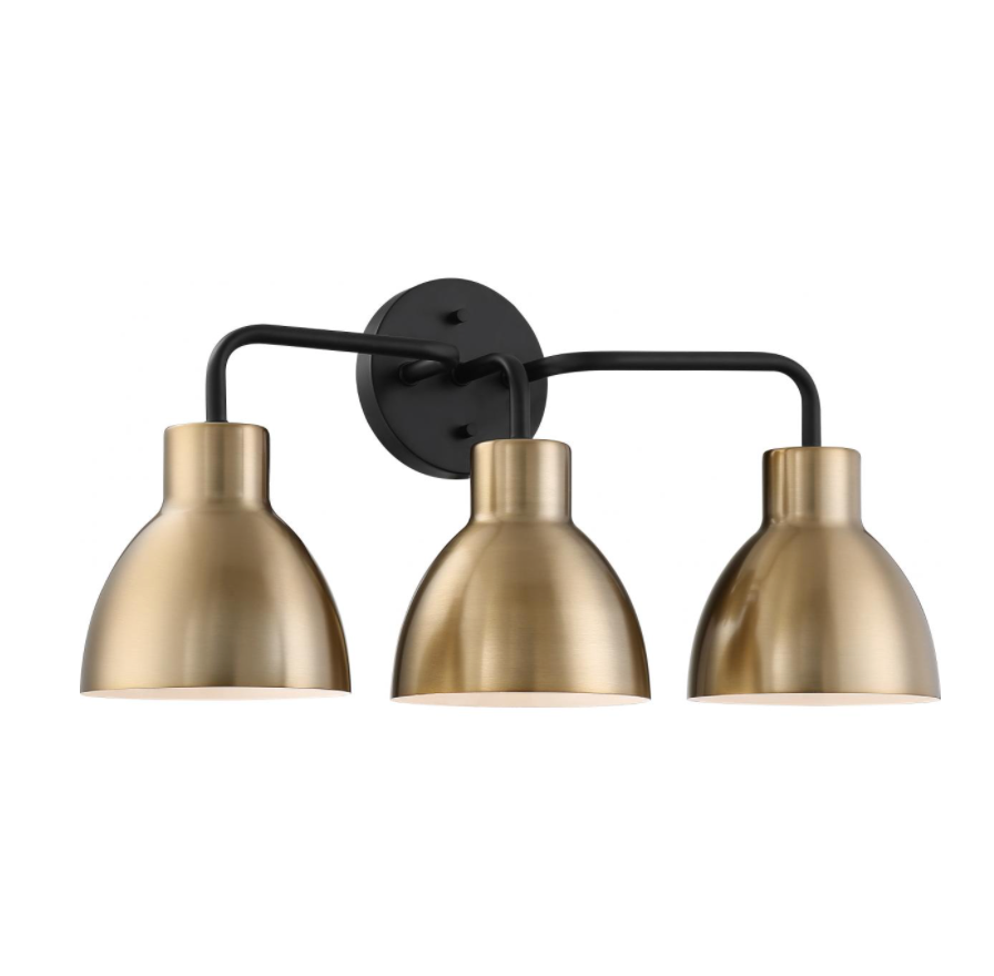 Naomi Matte Black & Brass Vanity Light