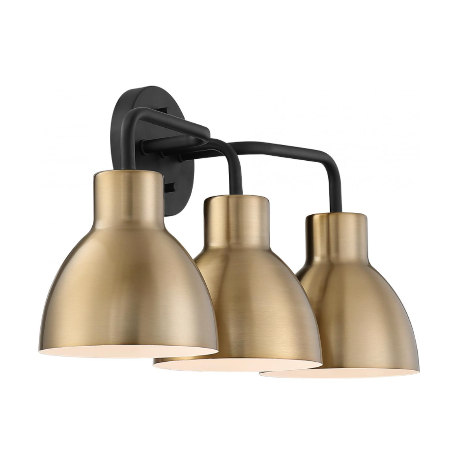 Naomi Matte Black & Brass Vanity Light