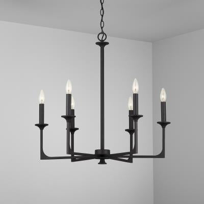 Black Iron 6 Light Chandelier