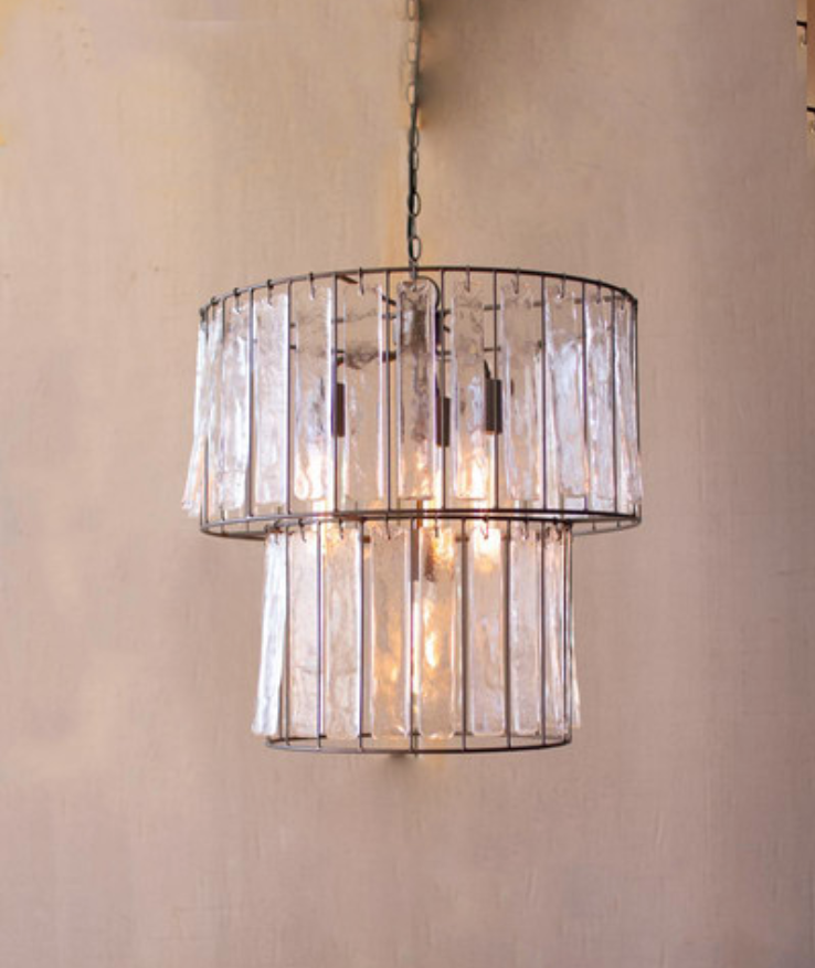 Two Tiered Light with Glass Chimes